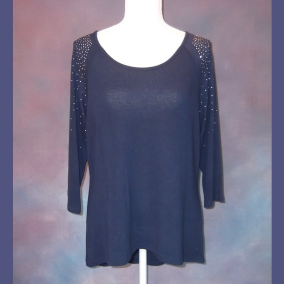 NWT Dress Barn Navy Sweater Embellishments PXL - Picture 1 of 8